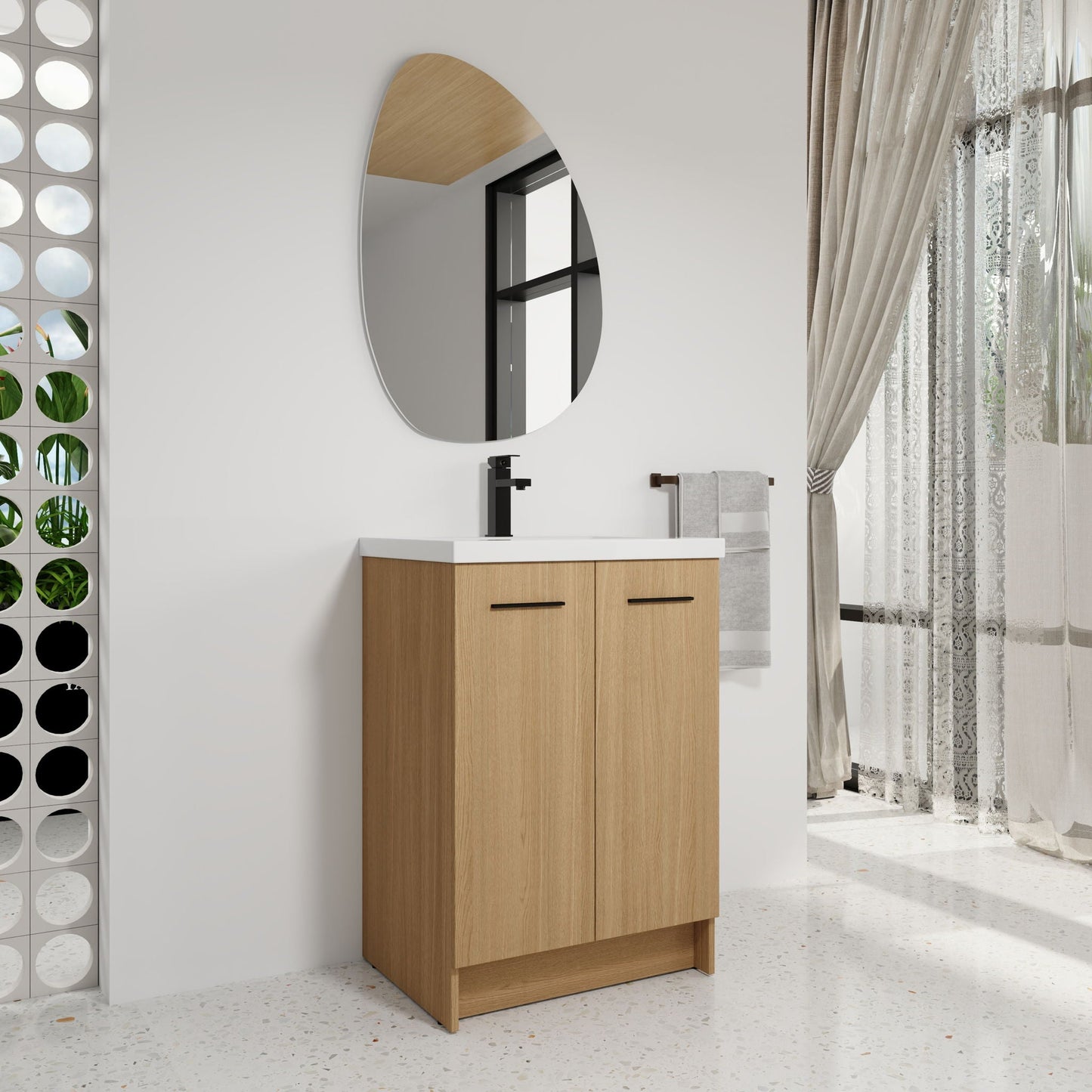 Floating Bathroom Vanity With Sink, Wall Mounted Double Door Storage