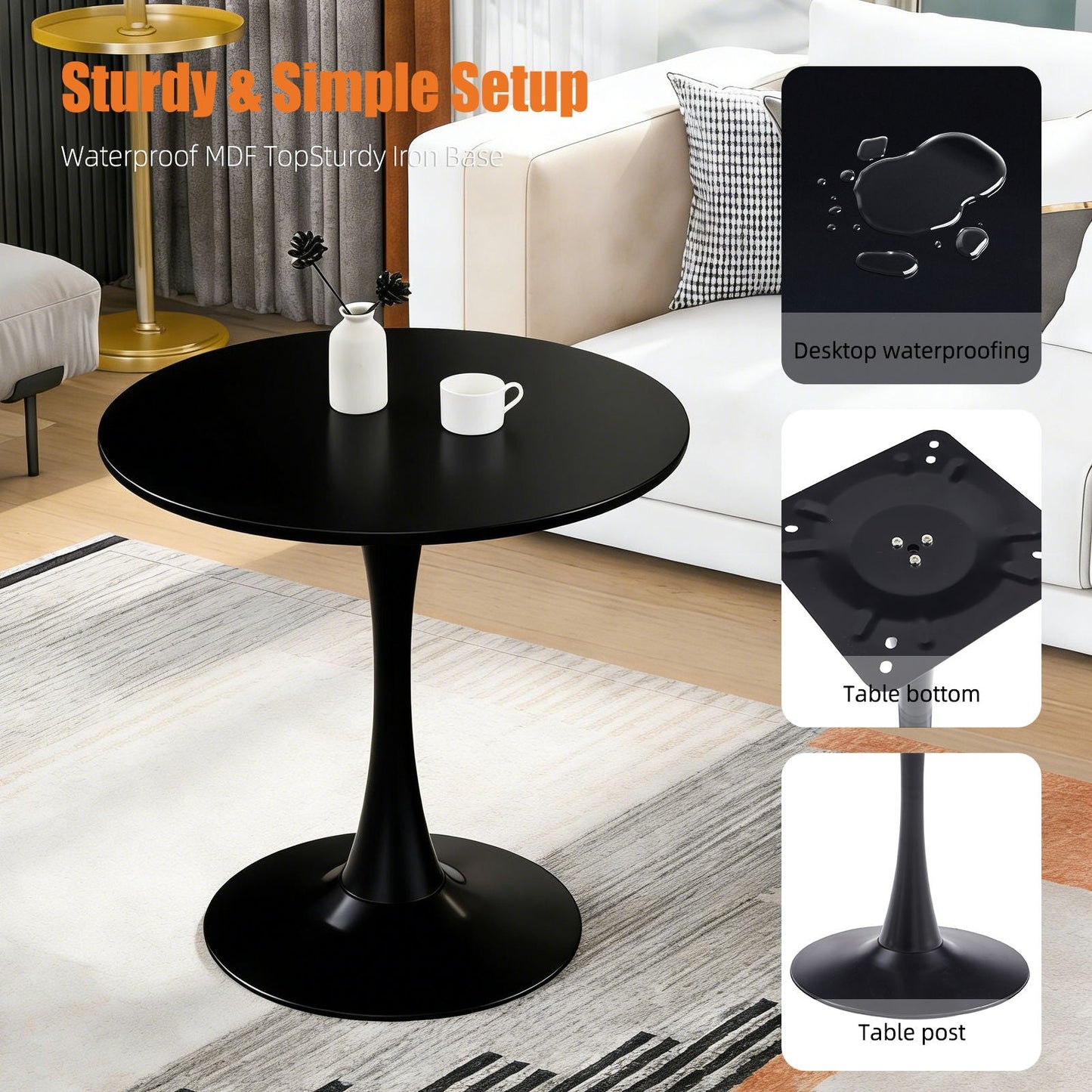 Round Dining Table With Tulip Style Base