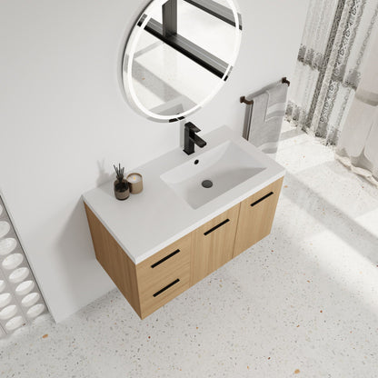 Wall Mounted Floating Bathroom Vanity With Sink, Door & Drawers Modular Cabinet