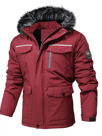 Men's Plus Size Fur Hooded Winter Parka Coat