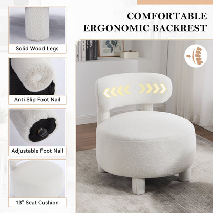 Teddy Fabric Armless Accent Chair with Curved Backrest