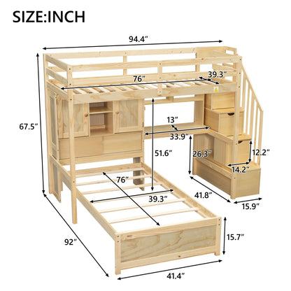 Loft Bed With Built In Desk And Staircase