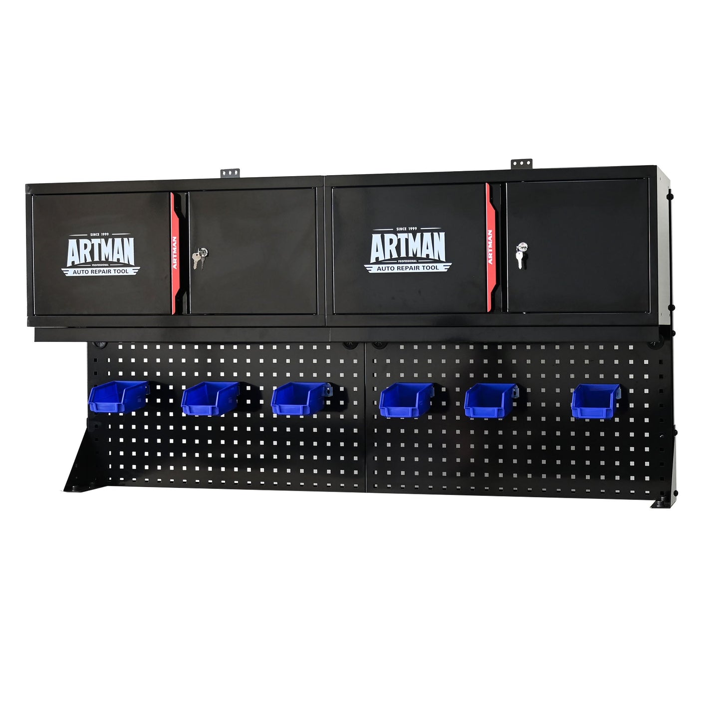 Wall-Mounted Double-Door Cabinet with Tool Rack