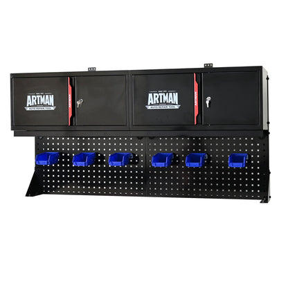 Wall-Mounted Double-Door Cabinet with Tool Rack
