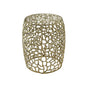 Aluminum Drum End Table with Intricate Design in Gold