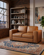 Argento Top Grain Leather Love Seat - Tan