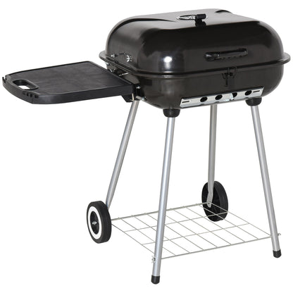 Outsunny 21' Portable Charcoal Grill with Wheels and Bottom Shelf