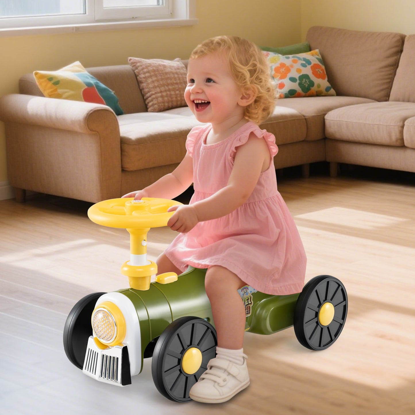 Ride on Toy with Steering Wheel and Train Whistle Sound Button