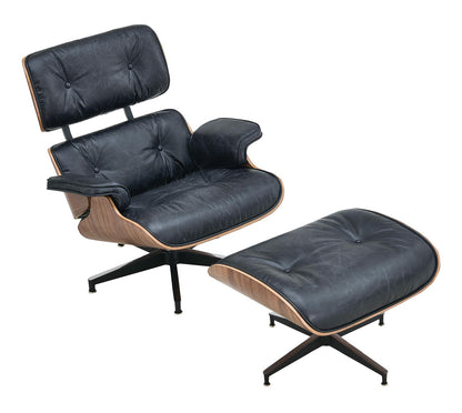 Luxury Lounge / Office Chair with Ottoman – Top Grain Leather