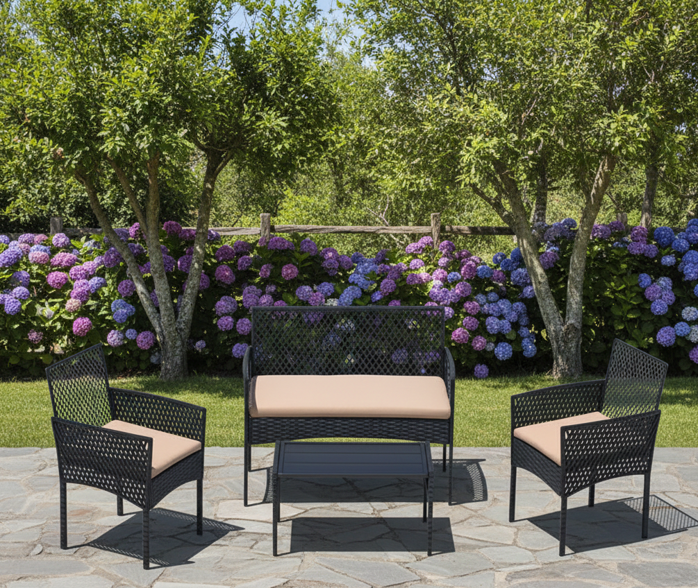 4Pcs Outdoor Patio Furniture Set – Rattan Wicker Sofa - Multiple Styles