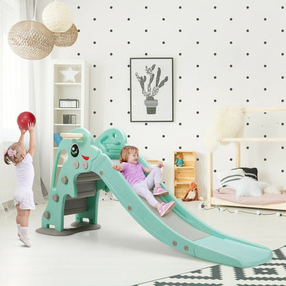 3-in-1 Kids Climber Slide Play Set with Basketball Hoop and Ball