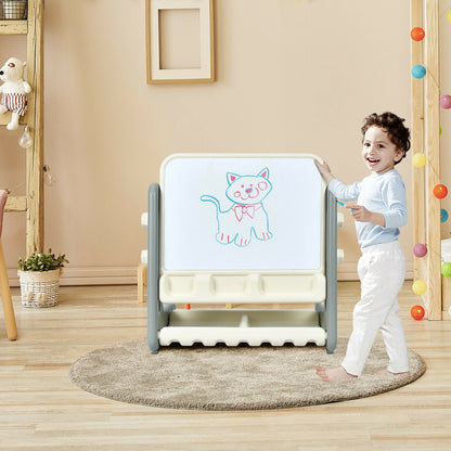 2 in 1 Kids Easel Table and Chair Set with Adjustable Art Painting Board