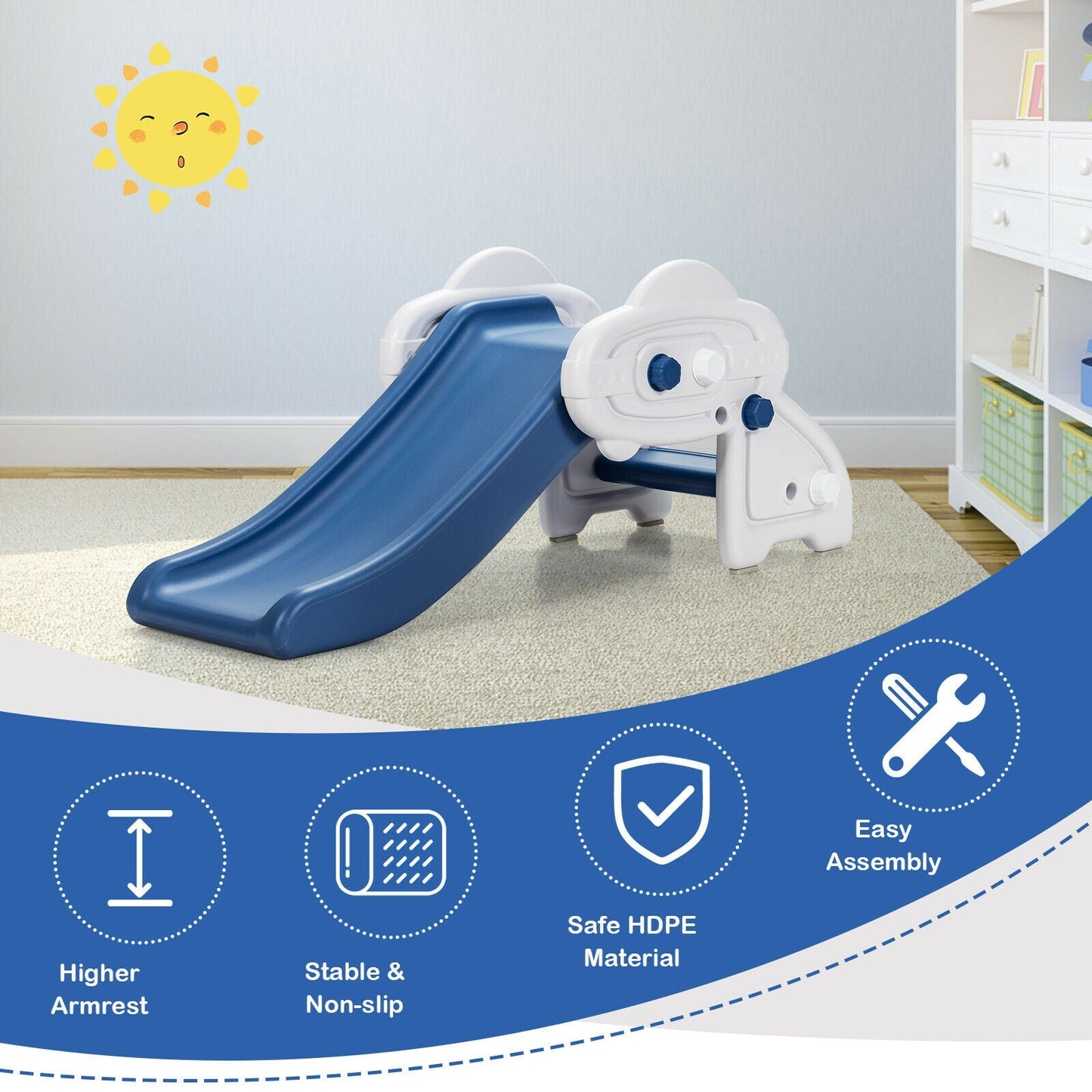 Freestanding Baby Mini Play Climber Slide Set with HDPE anf Anti-Slip Foot Pads