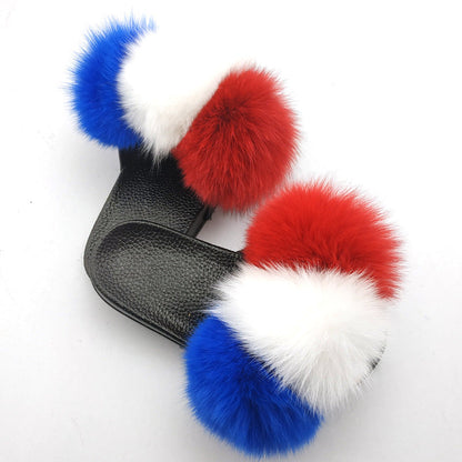 New SeasonSummer Women Slippers Faux Fur Slides For Women Fluffy Slippers House Shoes Woman Slippers Open Toe Fuzzy Fur Slippers Girls Fluffy House Slides Outdoor Indoor Slippers