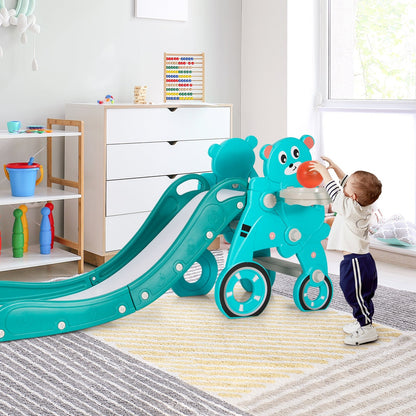 4-in-1 Foldable Baby Slide Toddler Climber Slide PlaySet with Ball