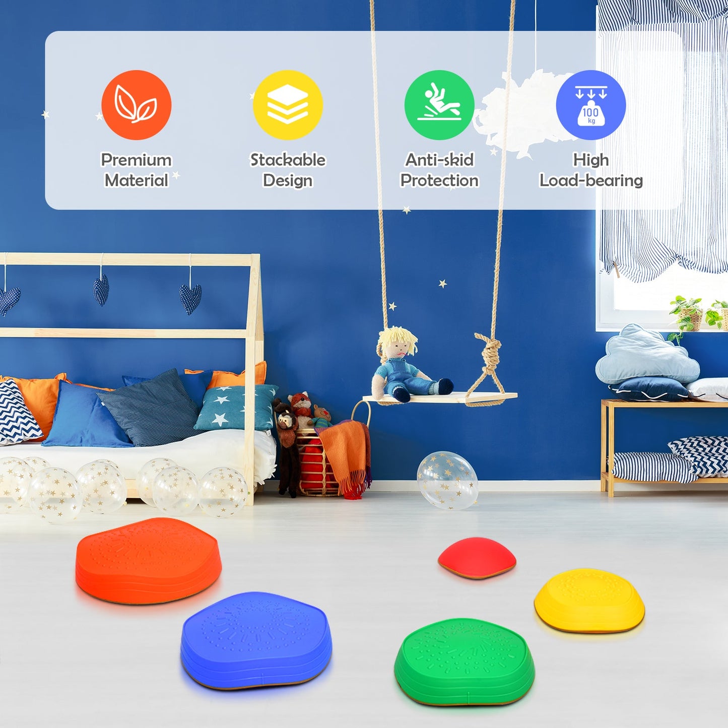 5 Pieces Kids Balance Stepping Stones