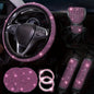 Diamond Set Leather Steering Wheel Cover Rhinestones Steering Wheel Cover With Crystal Breathable Anti-Slip Steering Wheel Protector Diamond Sparkling Car Steering Wheel Protector Vehicle Car Bling Steering Wheel Cover for Women Girls
