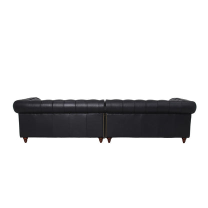 Belgravia Chesterfield Top Grain Leather Sofa with Tufted Back & Rolled Arms