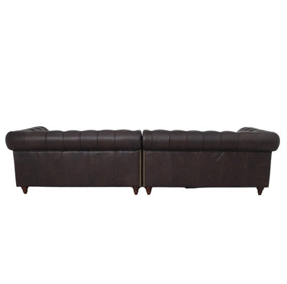 Belgravia Chesterfield Top Grain Leather Sofa with Tufted Back & Rolled Arms
