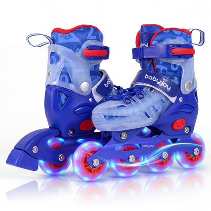 4-Size Adjustable Kids Inline Skates for Beginners Ages 5-7
