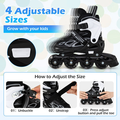 4 Sizes Adjustable Blade Roller with Light-up Wheels for Youth