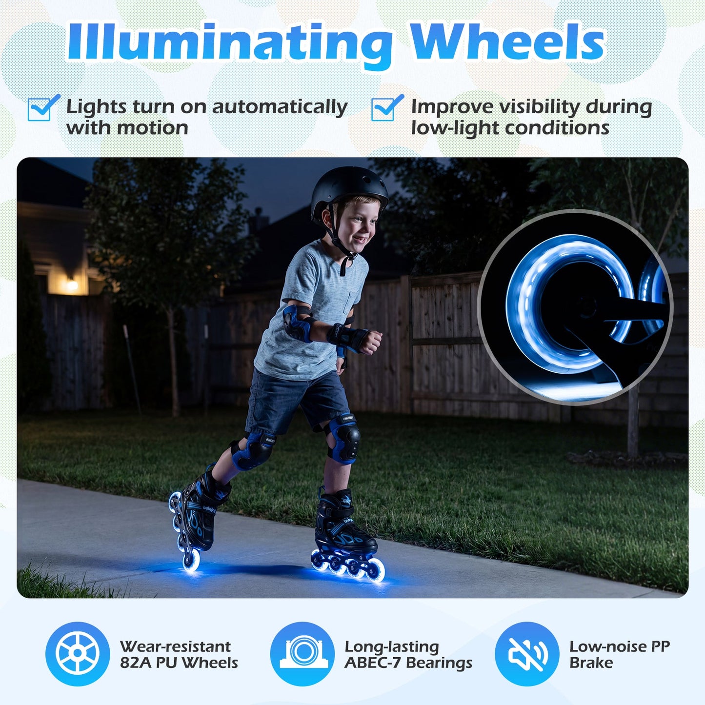 4 Sizes Adjustable Blade Roller with Light-up Wheels for Youth