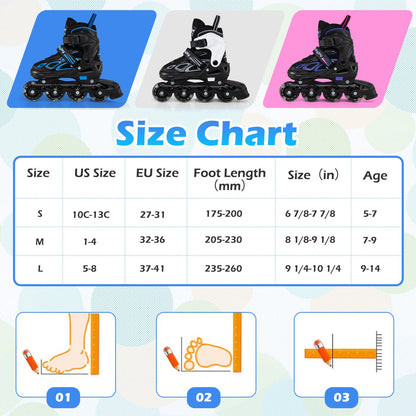 4 Sizes Adjustable Blade Roller with Light-up Wheels for Youth