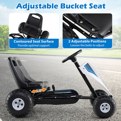4-Wheel Ride On Toy Pedal Go Kart for Kids with Steering Wheel and Safe Handbrake