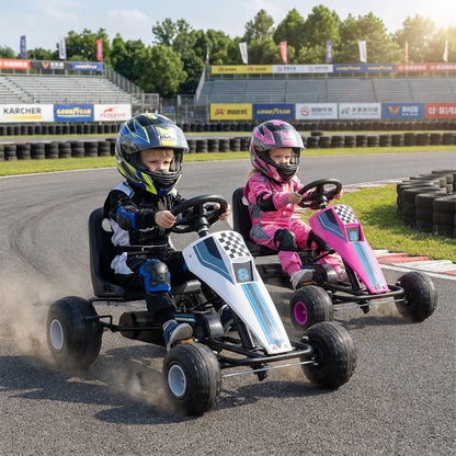 4-Wheel Ride On Toy Pedal Go Kart for Kids with Steering Wheel and Safe Handbrake