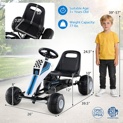 4-Wheel Ride On Toy Pedal Go Kart for Kids with Steering Wheel and Safe Handbrake