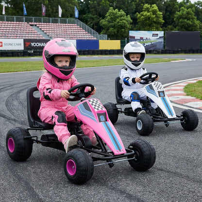 4-Wheel Ride On Toy Pedal Go Kart for Kids with Steering Wheel and Safe Handbrake