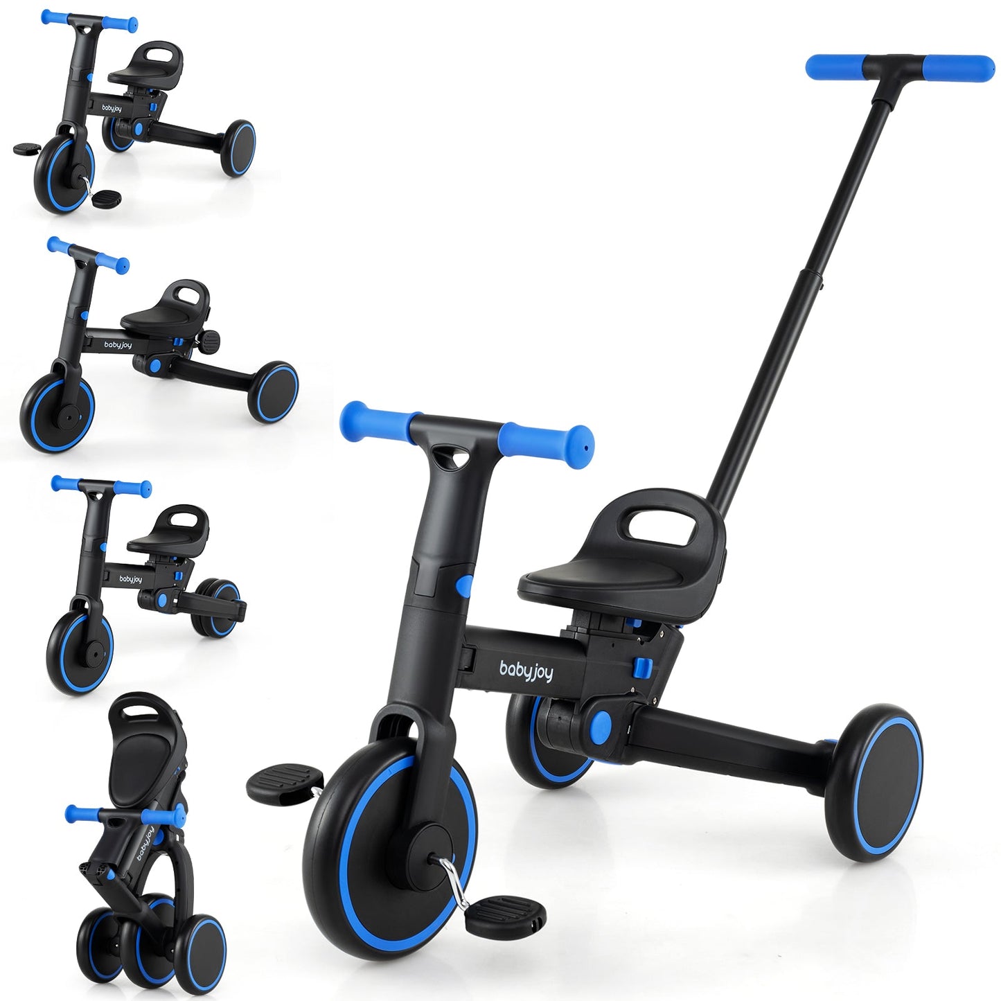 4-in-1 Foldable Toddler Tricycle with Push Handle with Adjustable Seat