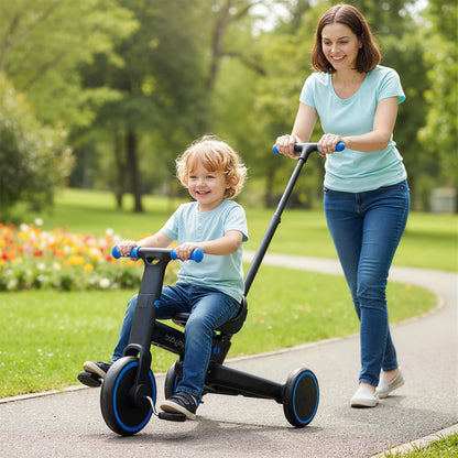 4-in-1 Foldable Toddler Tricycle with Push Handle with Adjustable Seat