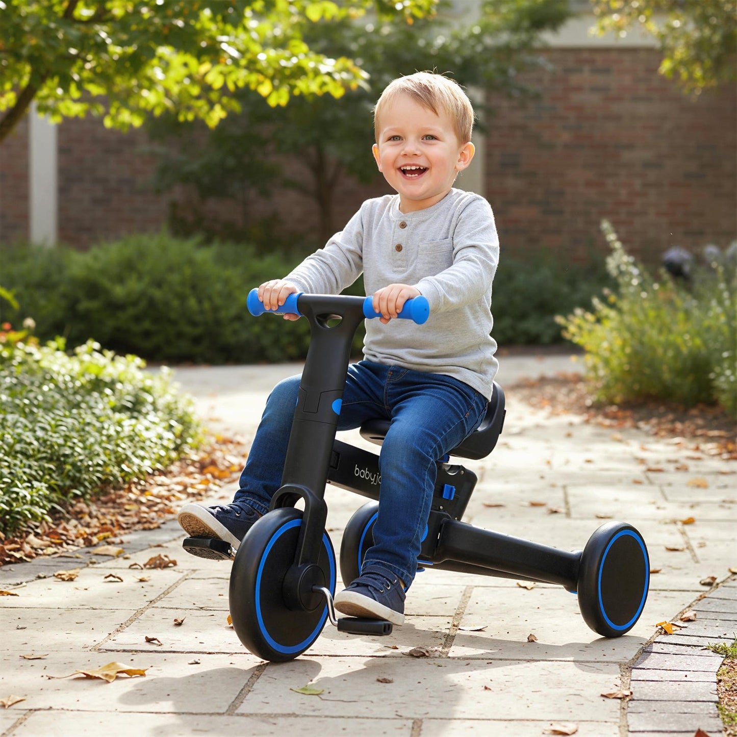 4-in-1 Foldable Toddler Tricycle with Push Handle with Adjustable Seat