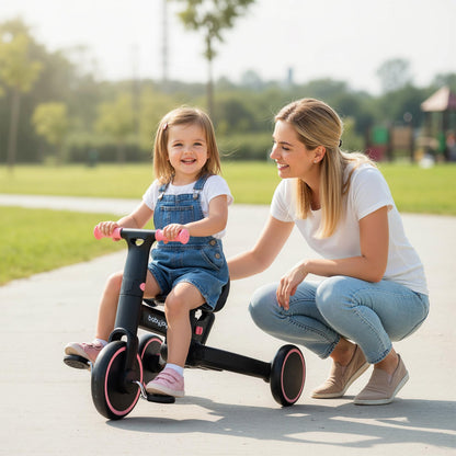 4-in-1 Foldable Toddler Tricycle with Push Handle with Adjustable Seat