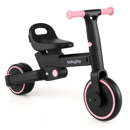 4-in-1 Foldable Toddler Tricycle with Push Handle with Adjustable Seat