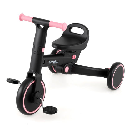 4-in-1 Foldable Toddler Tricycle with Push Handle with Adjustable Seat