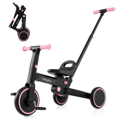 4-in-1 Foldable Toddler Tricycle with Push Handle with Adjustable Seat