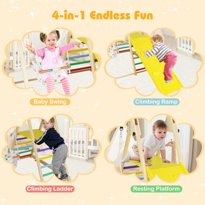4-in-1 Indoor Jungle Gym with Baby Swing and Climbing Ramp