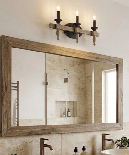 Glenwood 21"W 3-Light Aged Bronze and Distressed Oak Finish Bathroom Vanity Light Fixture