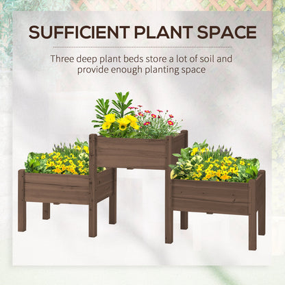 Outsunny Raised Garden Bed with 3 Planter Box