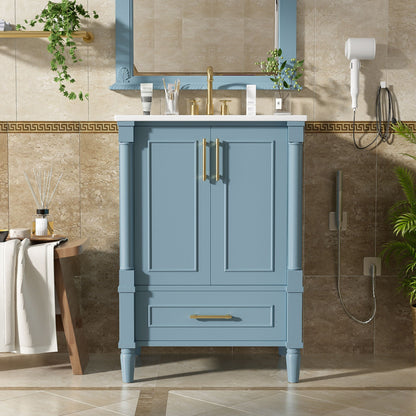 Bathroom Vanity With Ornate French Cylinder Legs, Soft Close Drawer
