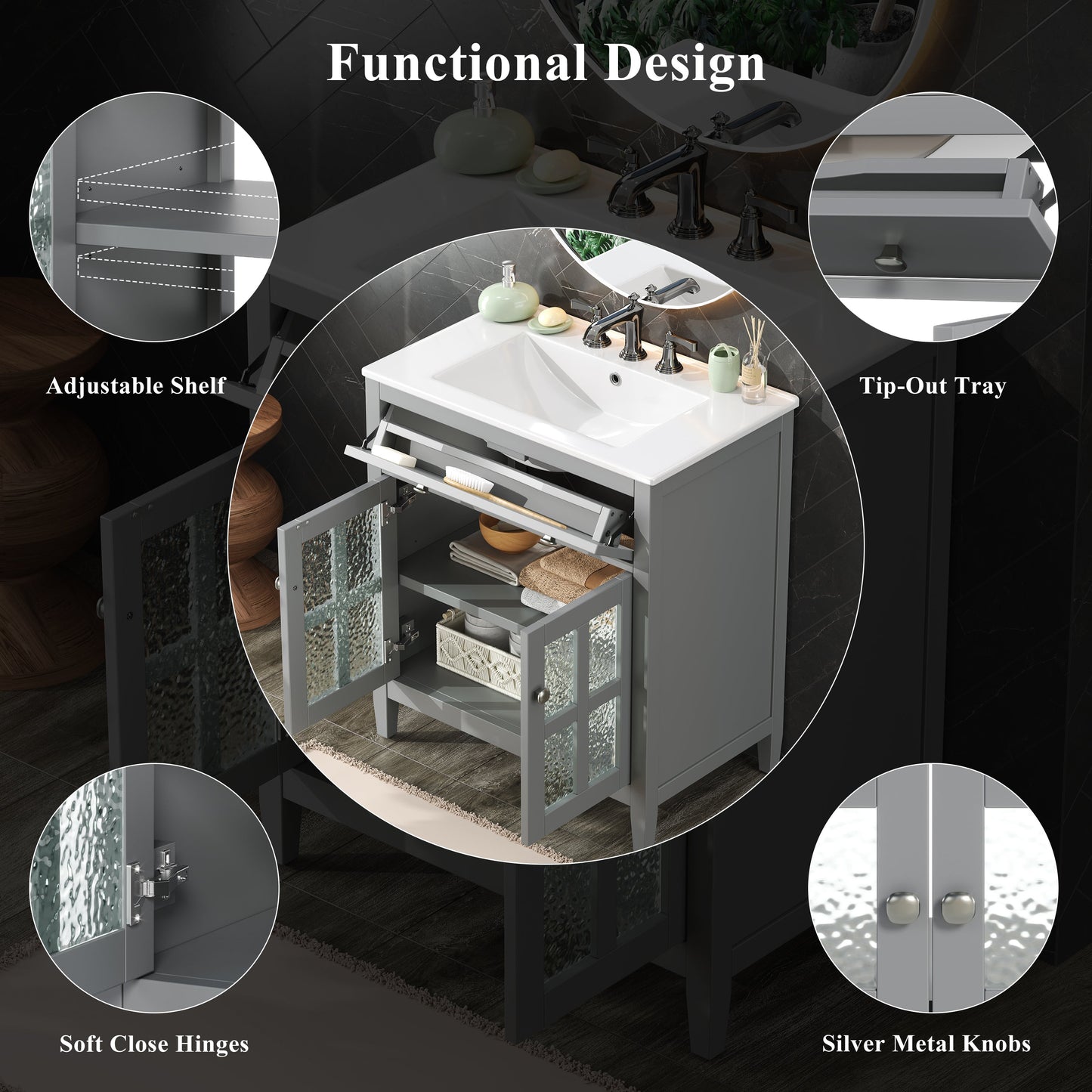 30" Bathroom Vanity with Ceramic Sink
