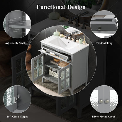 30" Bathroom Vanity with Ceramic Sink