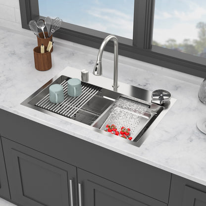 31.5" Drop In Waterfall Kitchen Sink