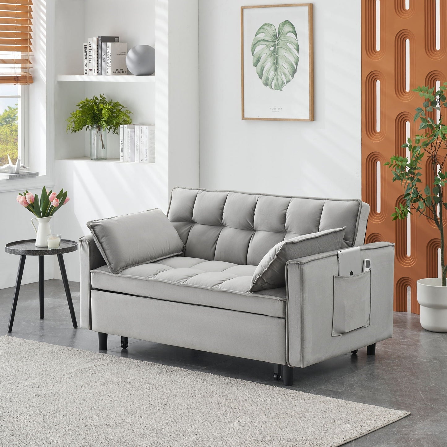 Sofa Bed With Pockets, 3 In 1 Convertible For Living Room