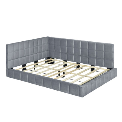 Full Size Upholstered Classic Daybed / Sofa Bed Frame, Elegant Design - Gray
