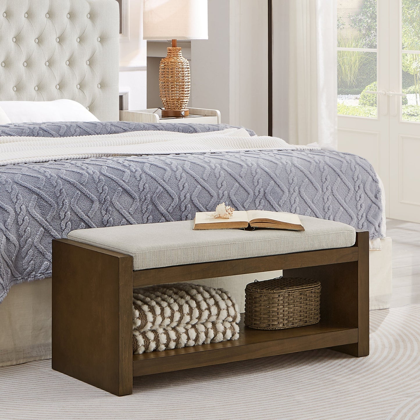 40" Accent Bench with Lower Shelf Shoe Rack