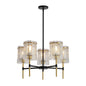 5 Light Chandelier, Textured Glass Pendant Light, (Not Including The Bulb) For Living Room - Black / Gold