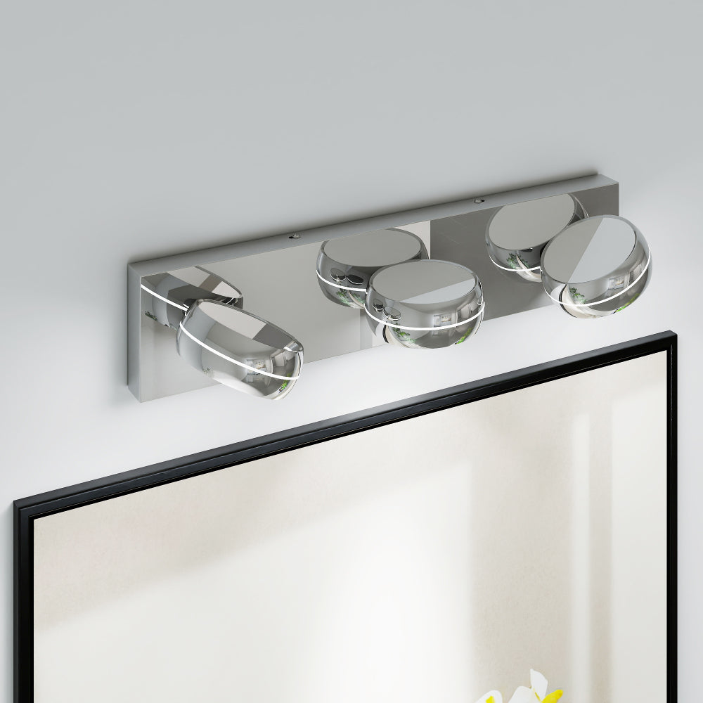 Modern Chrome LED Vanity Light Bar | 3/4/5/6-Light Bathroom Fixture over Mirror for Makeup & Daily Use